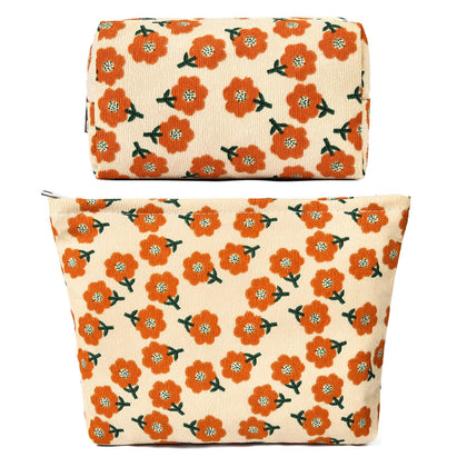 Trousse de maquillage SOIDRAM fleurs orange vue de face