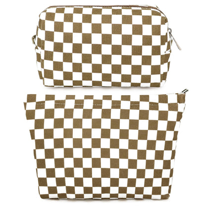 Trousse de maquillage SOIDRAM modèle carreaux marron vue de face