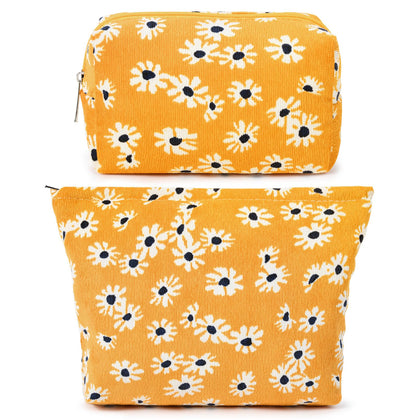 Trousse de maquillage SOIDRAM modèle fleuri jaune, vue de face