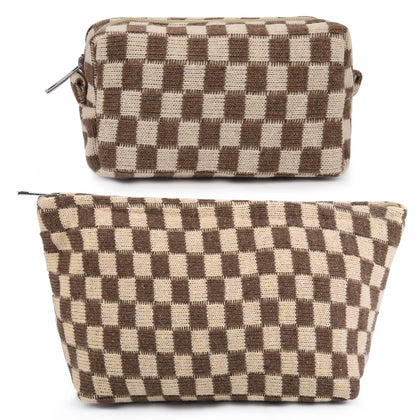 Trousse de maquillage SOIDRAM motif échiqueté, vue de devant