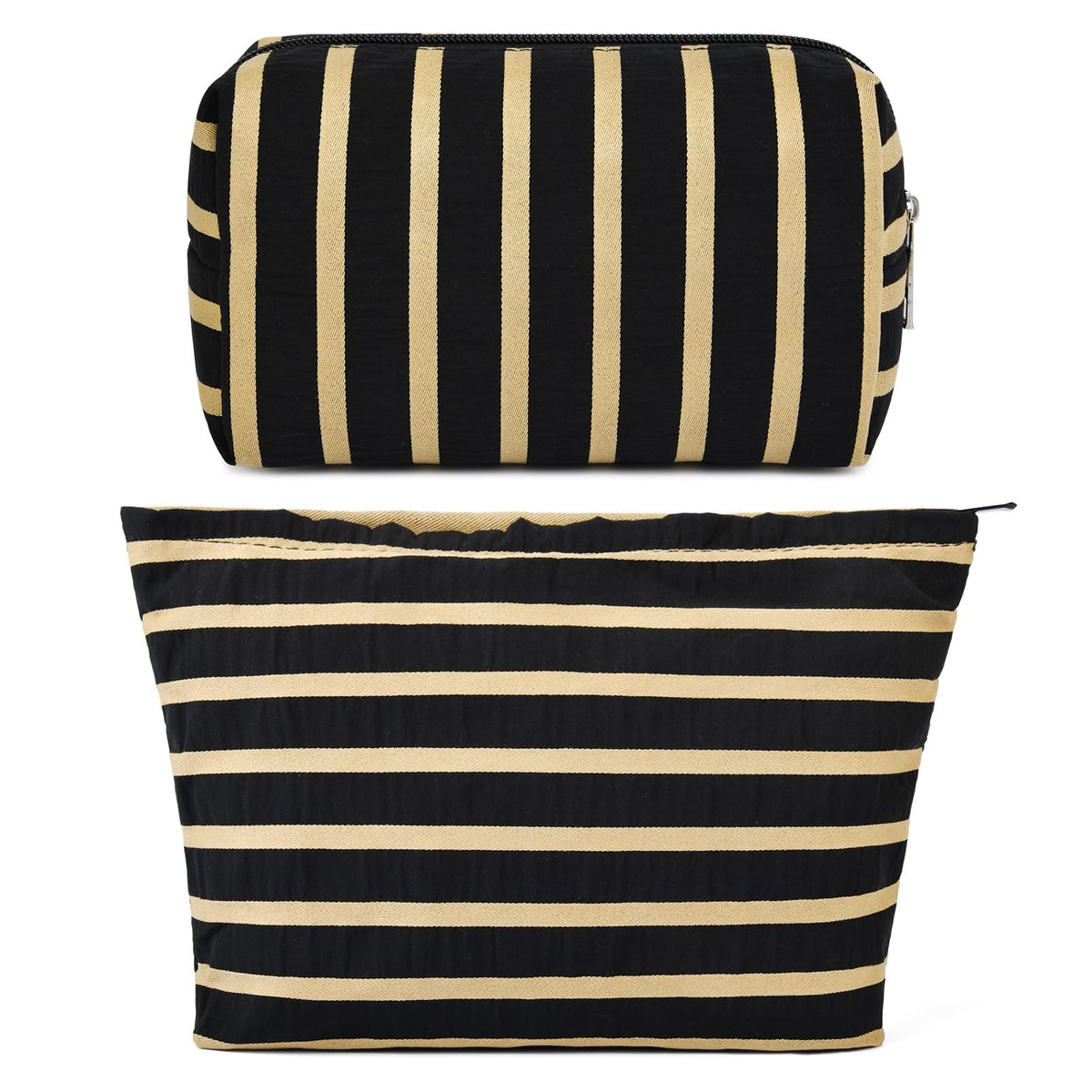Trousse de maquillage SOIDRAM rayée noire et blanche vue de face