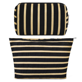 Trousse de maquillage SOIDRAM rayée noire et blanche vue de face