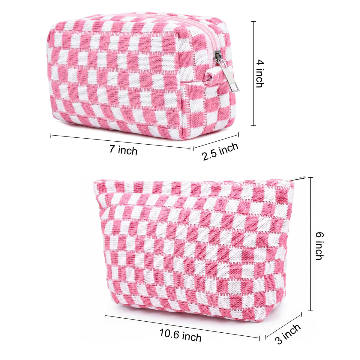Trousse de maquillage SOIDRAM rose à carreaux dans un environnement de voyage