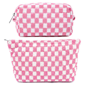 Trousse de maquillage SOIDRAM rose à carreaux vue de face