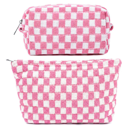 Trousse de maquillage SOIDRAM rose à carreaux vue de face