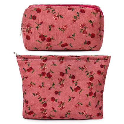 Trousse de maquillage SOIDRAM rose avec motif floral avant