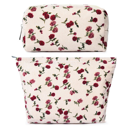Trousse de maquillage SOIDRAM rose vue avant avec motif floral
