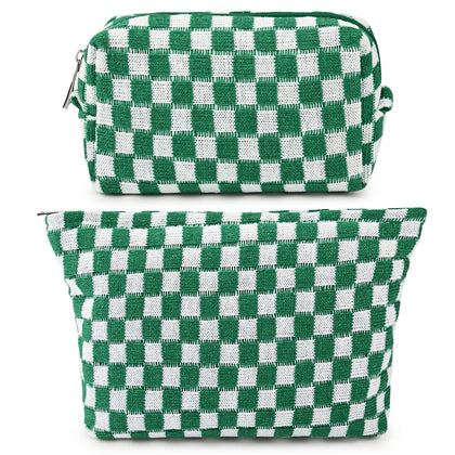 Trousse de maquillage SOIDRAM verte à carreaux vue de face