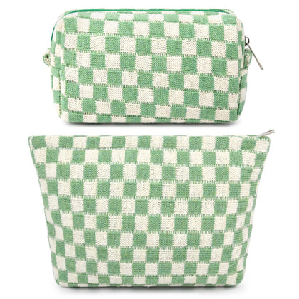 Trousse de maquillage SOIDRAM verte à carreaux vue de face