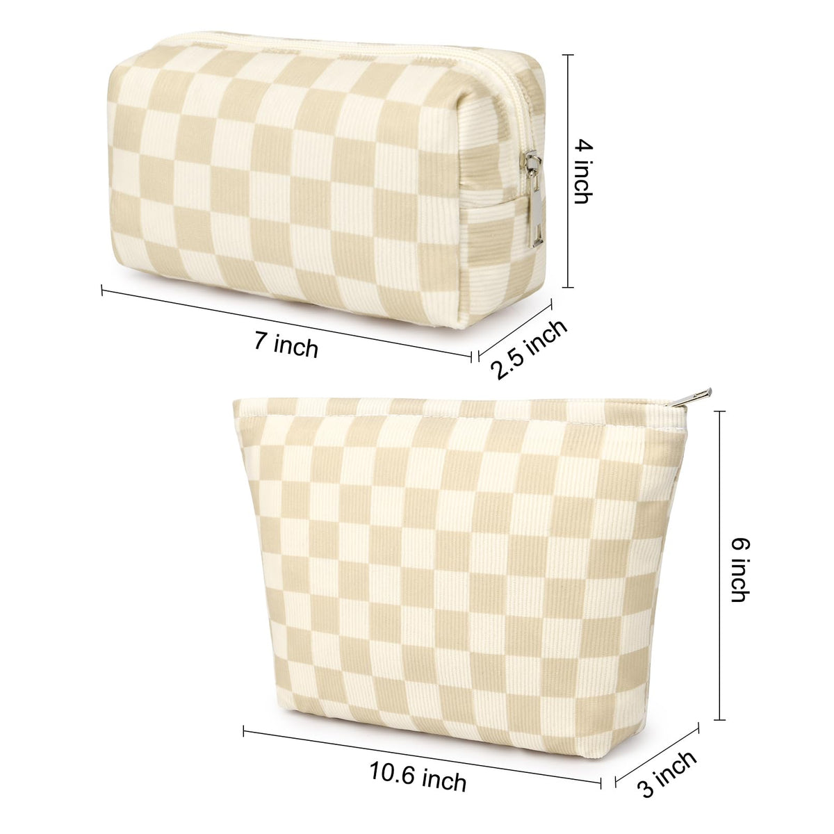 Trousse de maquillage SOIDRAM vue de côté, motif écossais