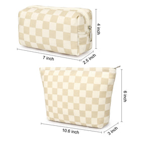 Trousse de maquillage SOIDRAM vue de côté, motif écossais