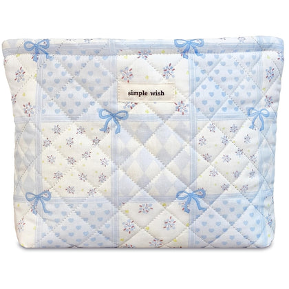 Trousse de maquillage STARDW en tissu matelassé avec motifs floraux