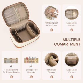 Trousse de maquillage Telena en simili cuir rose avec poignées