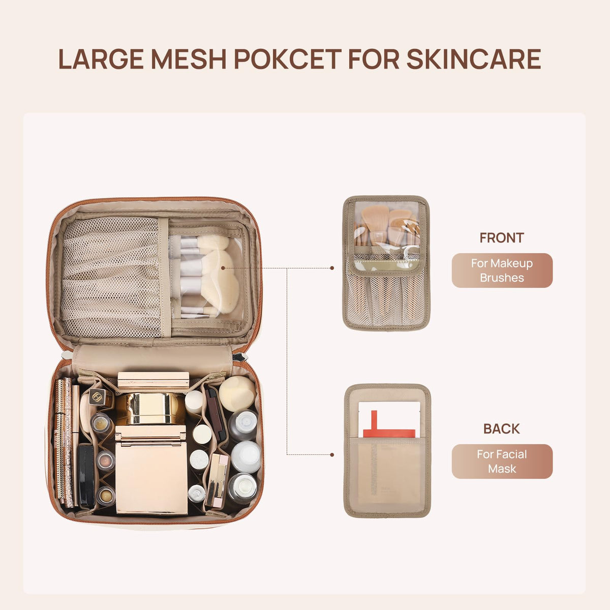 Trousse de maquillage Telena ouverte montrant les compartiments internes