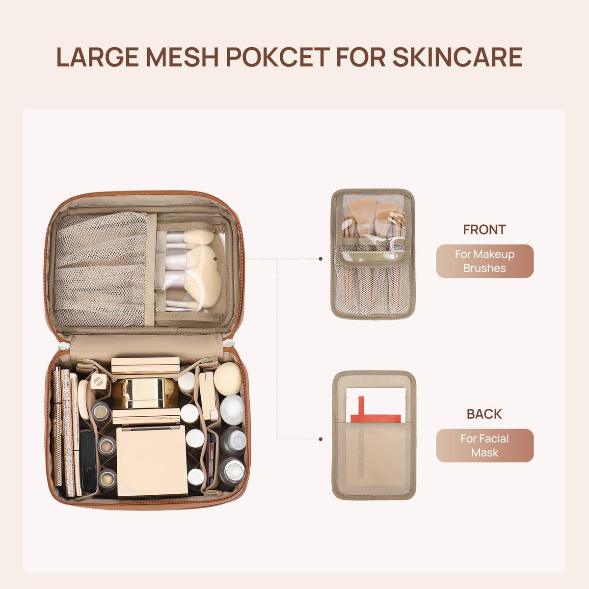 Trousse de maquillage Telena ouverte montrant ses compartiments