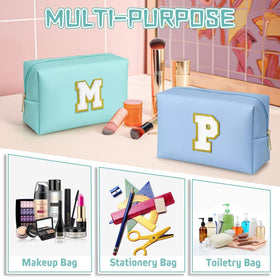 Trousse de maquillage TOPEAST avec initiale sur le patch en chenille