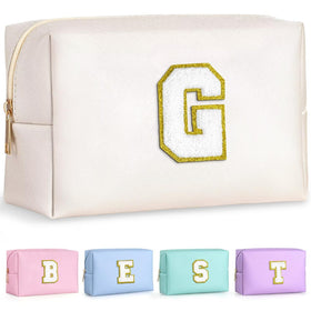 Trousse de maquillage TOPEAST avec patch initial en chenille doré
