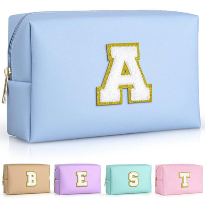 Trousse de maquillage TOPEAST avec patch monogramme en paillettes dorées, vue avant