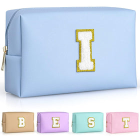 Trousse de maquillage TOPEAST en cuir PU waterproof couleur bleu ciel vue de face
