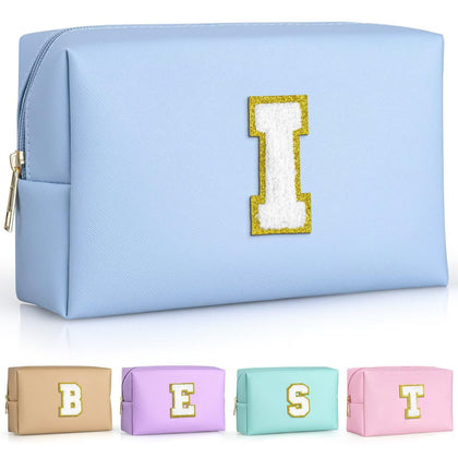 Trousse de maquillage TOPEAST en cuir PU waterproof couleur bleu ciel vue de face