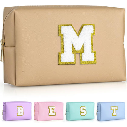 Trousse de maquillage TOPEAST en khaki avec patch personnalisé avant