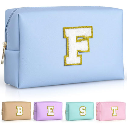 Trousse de maquillage TOPEAST en PU cuir bleu ciel vue avant