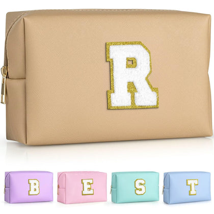 Trousse de maquillage TOPEAST en PU khaki avec patch personnalisé