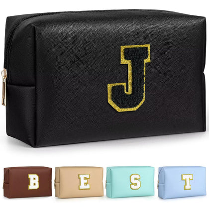 Trousse de maquillage TOPEAST noire avec patch en chenille doré