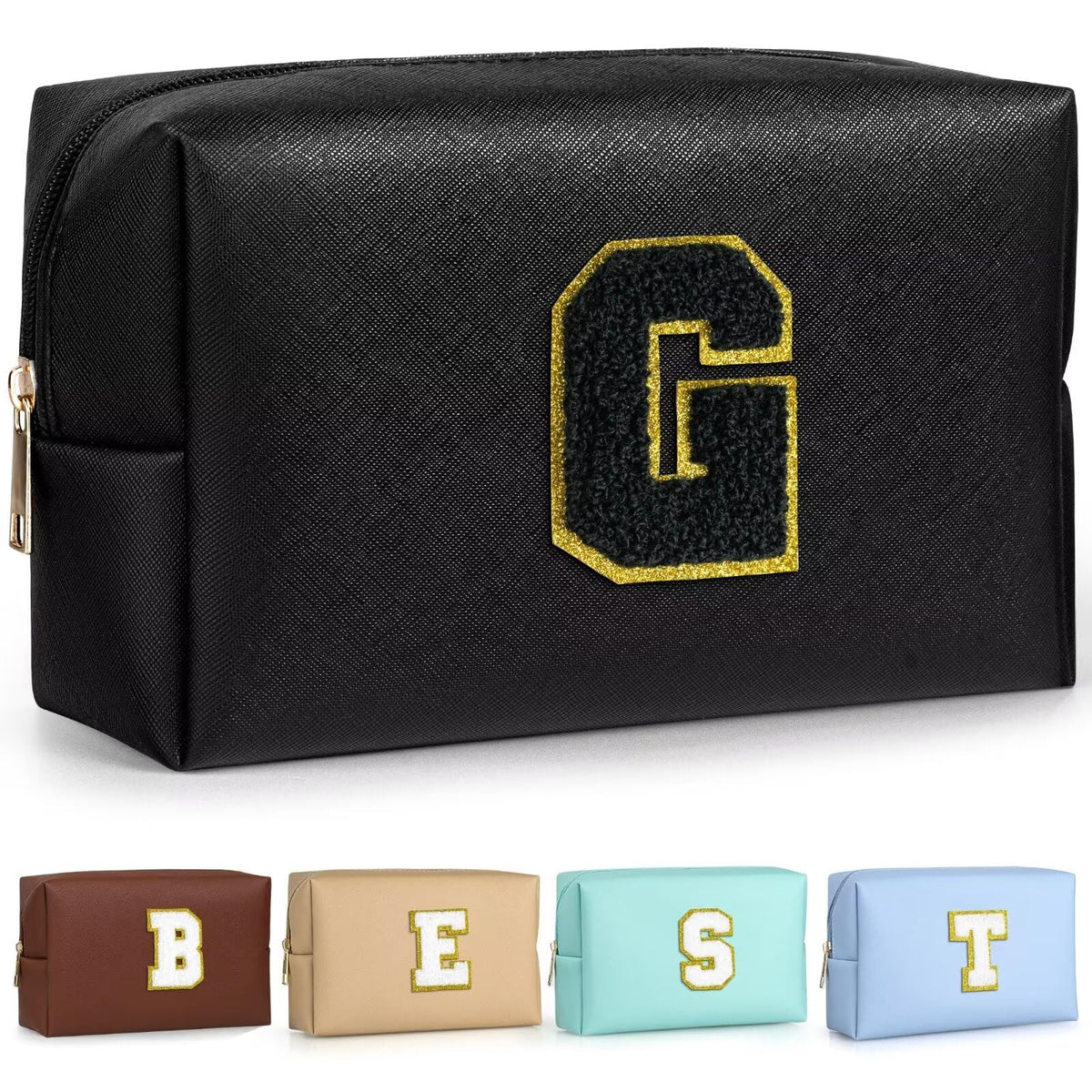 Trousse de maquillage TOPEAST noire avec patch monogramme