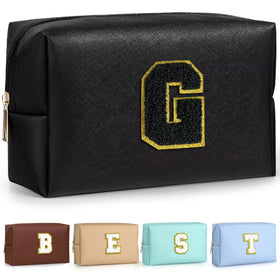 Trousse de maquillage TOPEAST noire avec patch monogramme