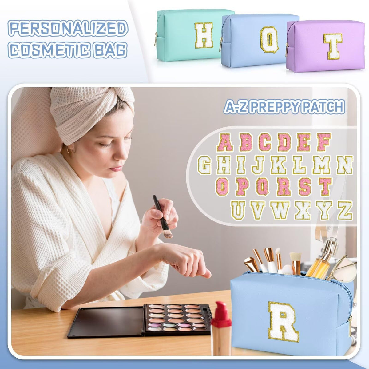 Trousse de maquillage TOPEAST ouverte avec cosmétiques à l'intérieur