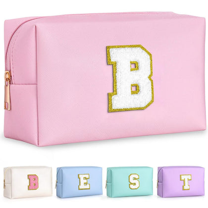 Trousse de maquillage TOPEAST rose avec patch initial doré