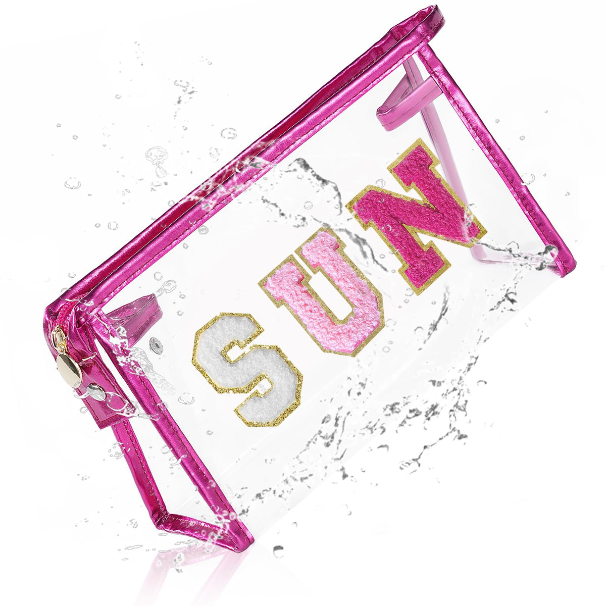 Trousse de maquillage transparente COSHAYSOO avec patches SUN rose