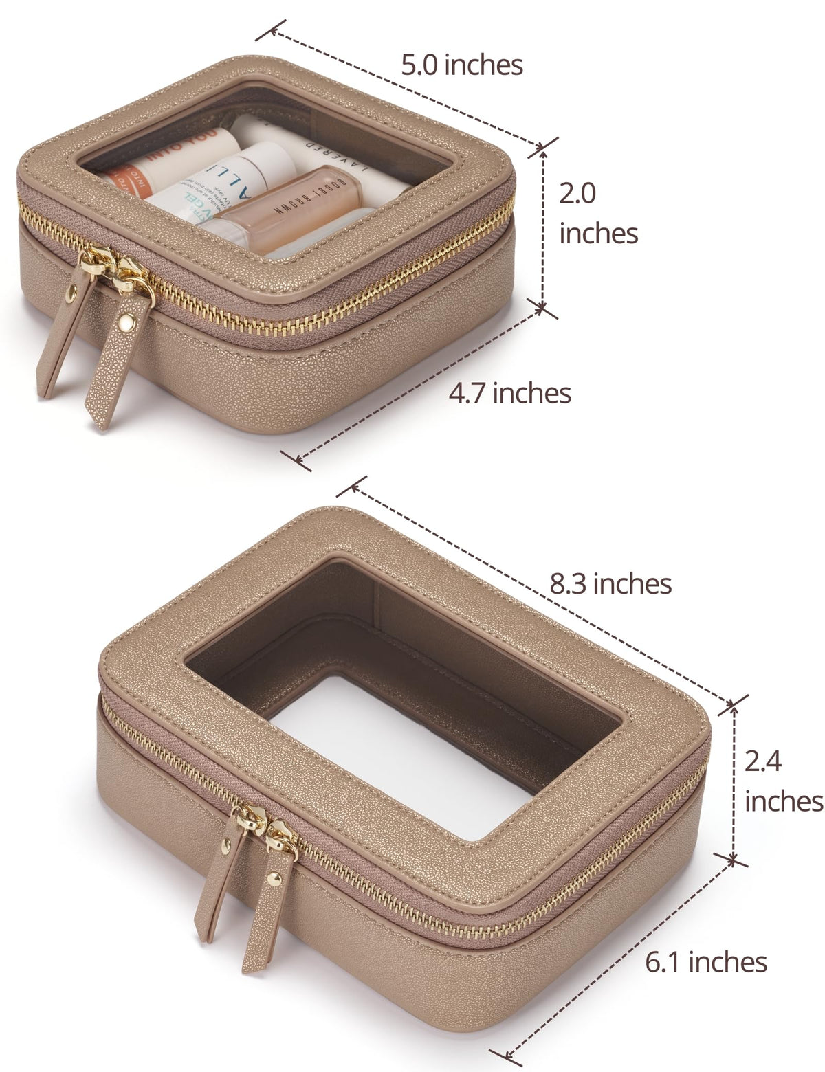 Trousse de maquillage transparente Popvibe modèle mini avec éléments de maquillage