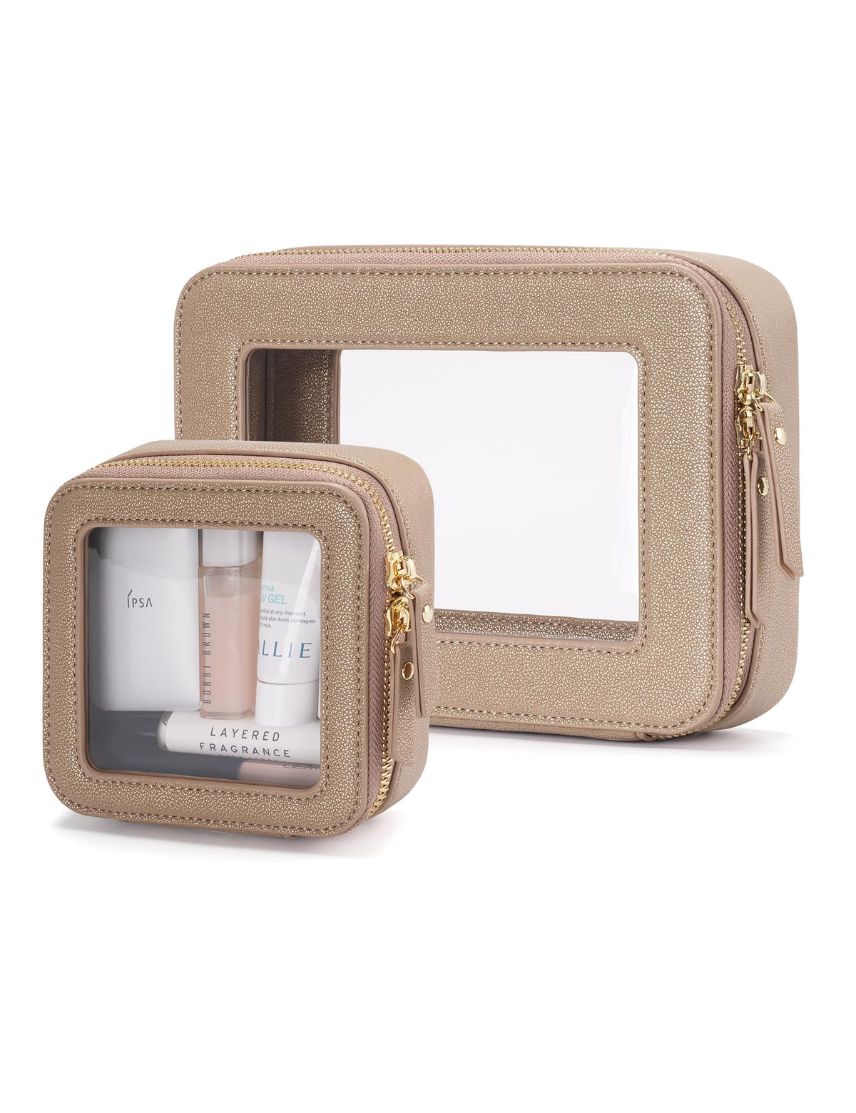 Trousse de maquillage transparente Popvibe modèle moyen avec zip doré