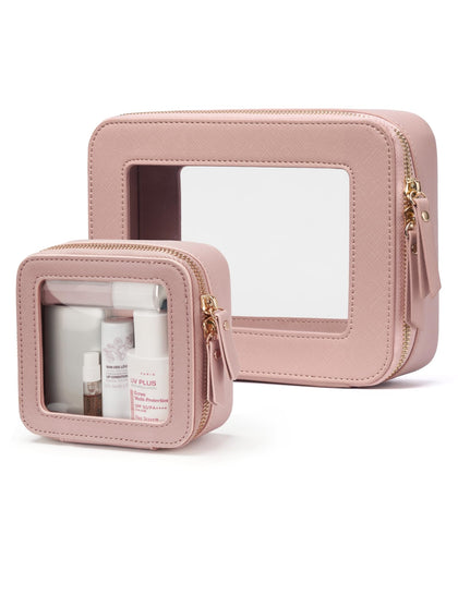 Trousse de maquillage transparente Popvibe taille mini, mauve rose