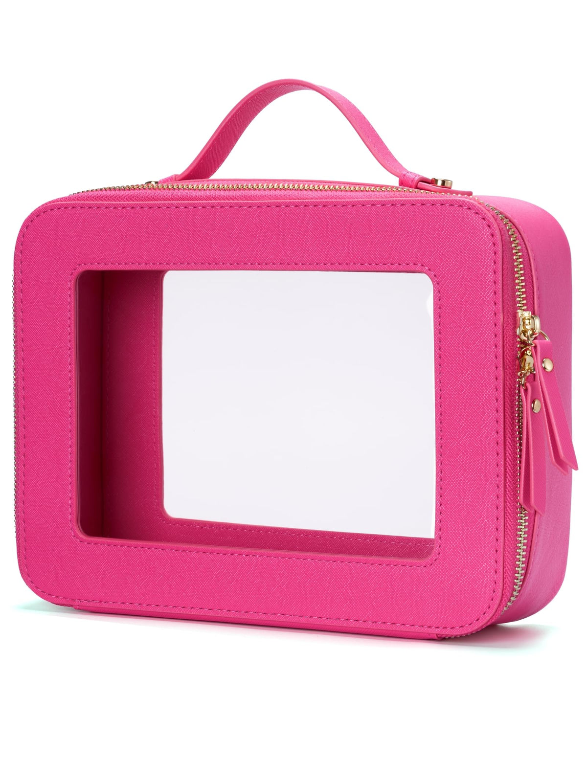 Trousse de maquillage transparente Popvibe vue avant en rose