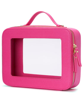 Trousse de maquillage transparente Popvibe vue avant en rose