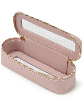 Trousse de maquillage transparente Popvibe vue de face en rose