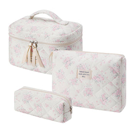 Trousse de maquillage uekeboag grande taille avec motif floral rose
