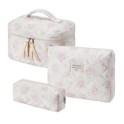 Trousse de maquillage uekeboag grande taille avec motif floral rose