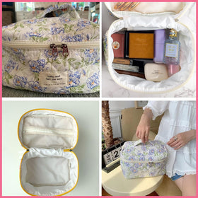 Trousse de maquillage uekeboag ouverte avec cosmétiques à l'intérieur