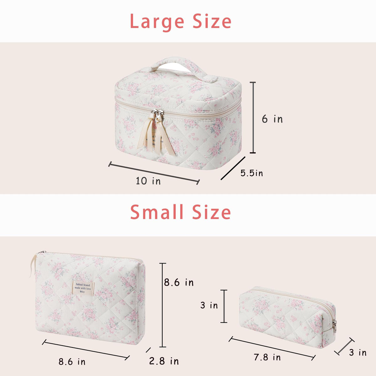 Trousse de maquillage uekeboag taille moyenne avec motif floral