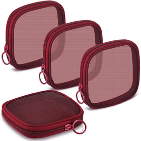 Trousse de maquillage Weewooday en maille rouge vin face