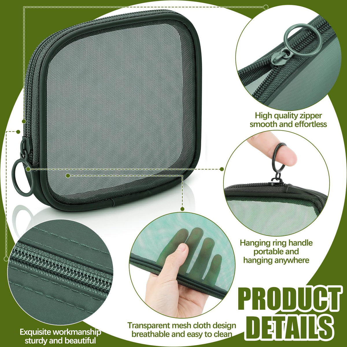 Trousse de maquillage Weewooday olive avec des produits de beauté à l'intérieur