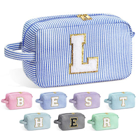 Trousse de maquillage YOOLIFE avec initiale bleue avant