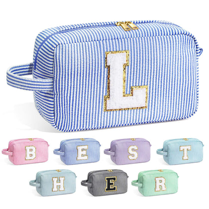 Trousse de maquillage YOOLIFE avec initiale bleue avant