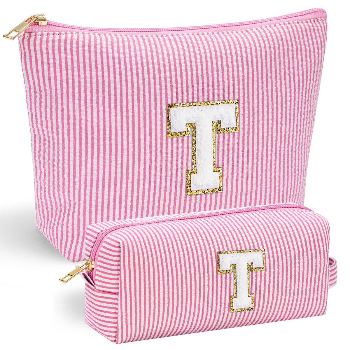Trousse de maquillage YOOLIFE avec lettre en chenille rose