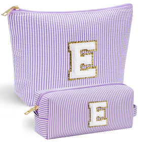 Trousse de maquillage YOOLIFE avec lettre initiale, couleur violette