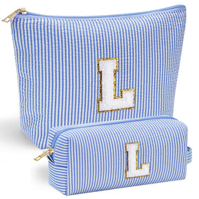 Trousse de maquillage YOOLIFE couleur rose avec lettre personnalisable